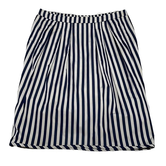 Humanoid Skirt Stripe Blue Beige Tulip Pleats Size Large - Picture 1 of 12
